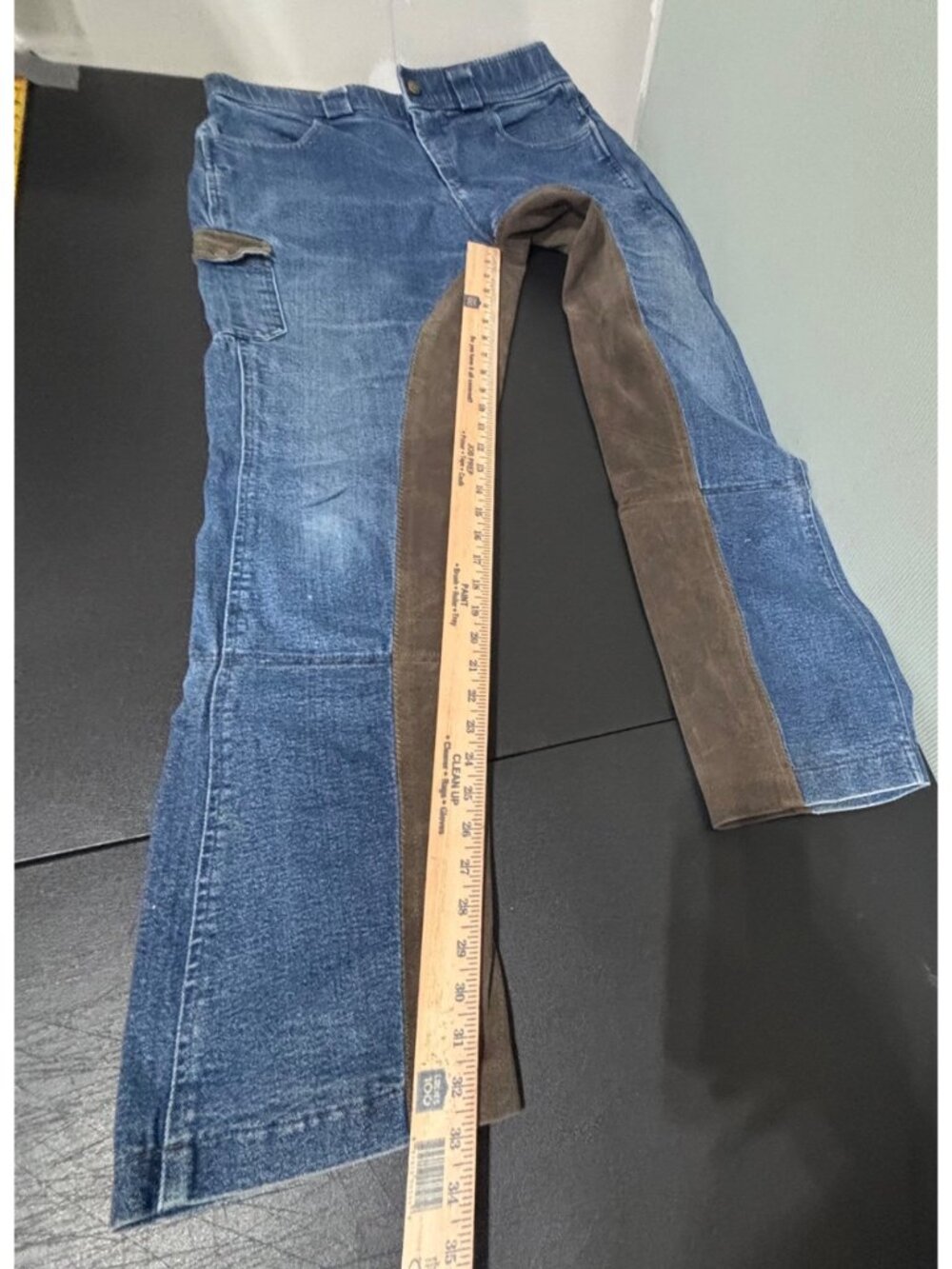 Reinforced Denim Riding Jeans w/ Brown Suede Panels Workwear Unisex - Picture 7 of 10